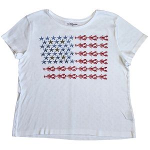 Croft & Barrow stars & lobster stripe American flag t-shirt womens sz petite med